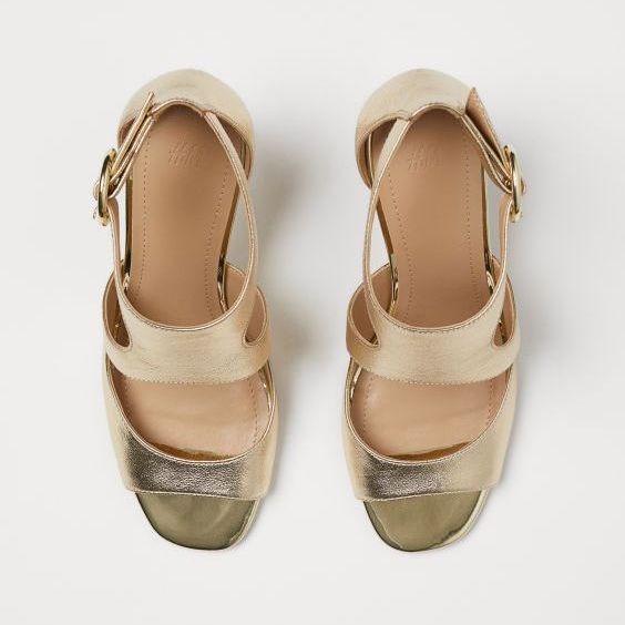 H \u0026 M Gold Sandals with covered Heels 